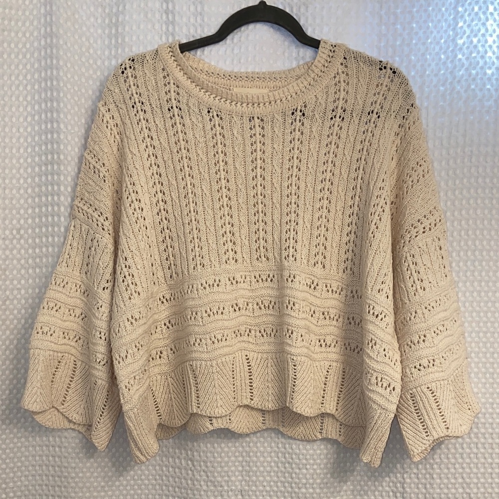 Dreamers Cream Textured Knit Sweater